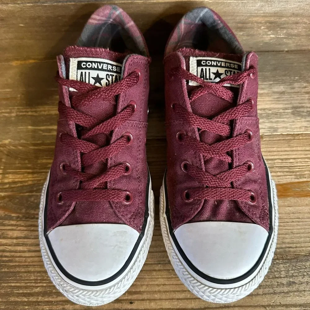 Kids Converse CTAS Maroon Red Low Casual Comfort‎ Sneakers Shoes Size 2 Y GUC